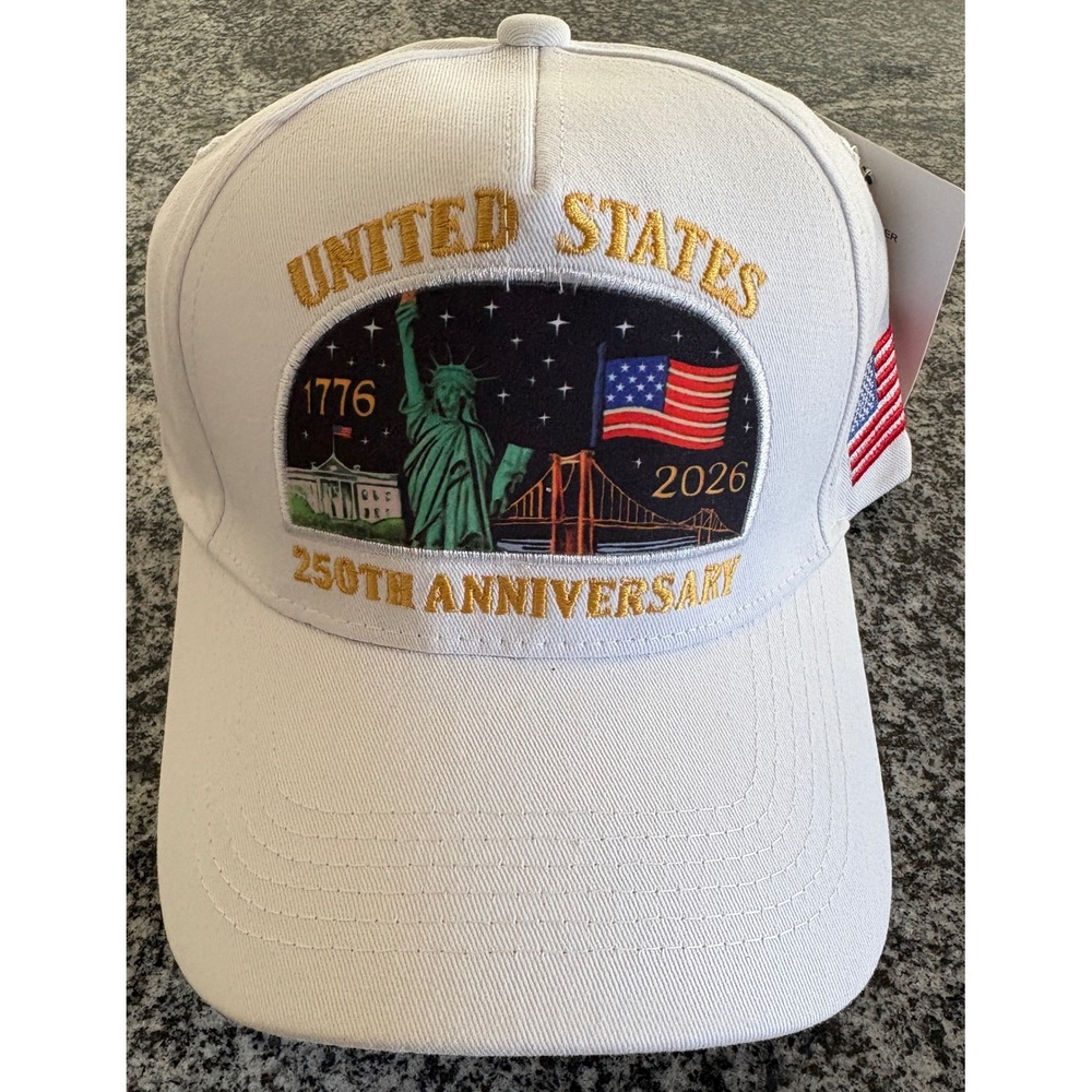 NWT Unisex USA 250th Anniversary Landmark Baseball Cap - OSFM - White